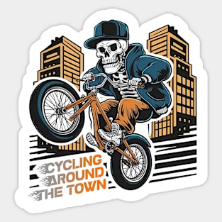 Skeleton - Cycling around the town Sticker